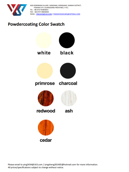 Ying Sheng Powdercoating Color Swatch